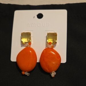 Orange and Yellow Gemstone Earrings